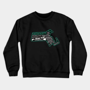 Salem Massachusetts cute map Springfield Lowell Lawrence Lynn Worcester Crewneck Sweatshirt